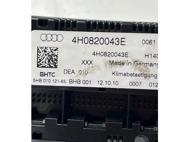 Блок управления климат-контролем 4H0820043E, 5HB01012165   Audi A8 S8 D4 4H