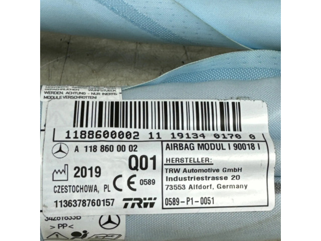 Боковая подушка безопасности A1188600002, 1136378760157   Mercedes-Benz CLA C118 X118