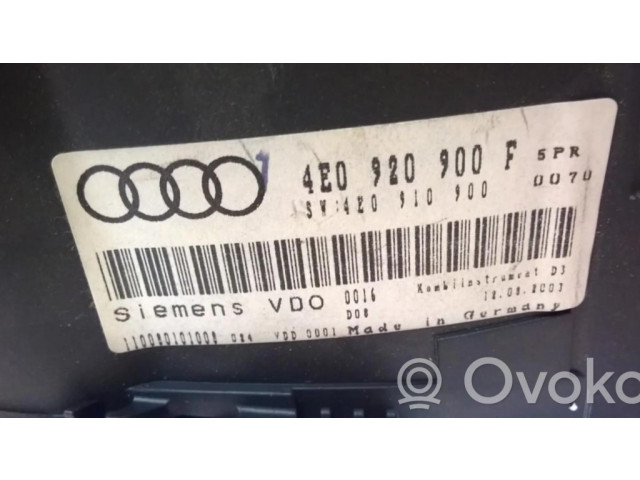 Přístrojová deska  Audi A8 S8 D3 4E 2006 4E0920900F, 4E0910900  