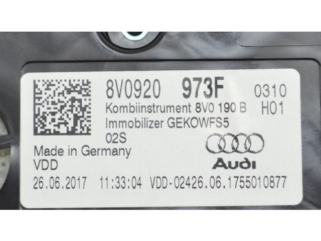 Панель приборов 8V0920973F, 8V0190B   Audi A3 S3 8V       