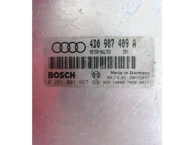 Блок управления двигателя 4D0907409A, 0281001867   Audi A6 S6 C5 4B