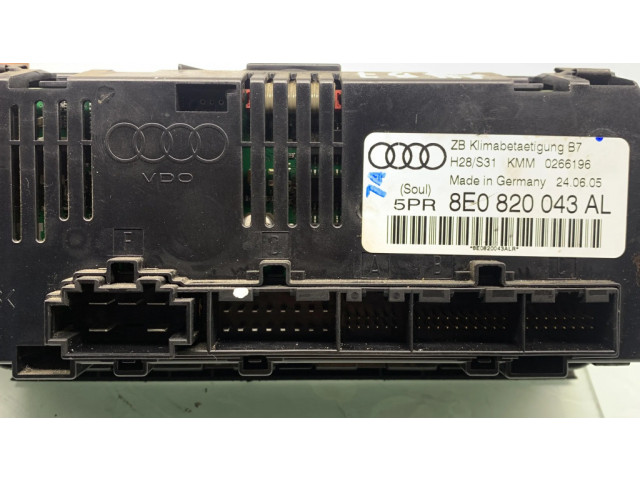 Блок управления климат-контролем 8E0820043AL   Audi A4 S4 B7 8E 8H