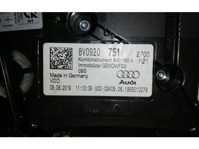 Přístrojová deska  Audi A3 S3 A3 Sportback 8P 2019 SLV8V0920751  