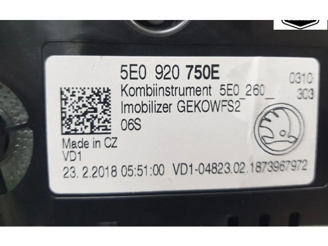 Přístrojová deska  Skoda Octavia Mk3 (5E) 2018 5E0920750E, 5E0920750E  