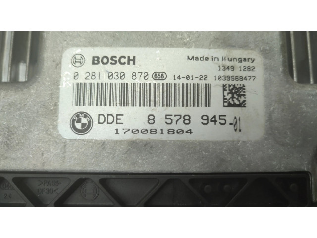 Řídící jednotka 8578945, 0281030870   BMW 1 F20 F21 2011