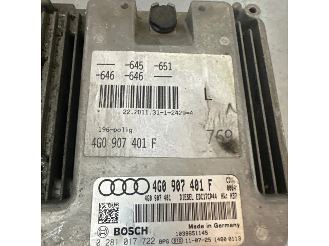 Блок управления двигателя 4G0907401F, 0281017722   Audi A6 S6 C7 4G