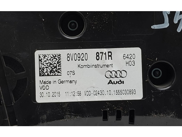 Přístrojová deska  Audi A3 S3 A3 Sportback 8P 2015 8V0920871R  