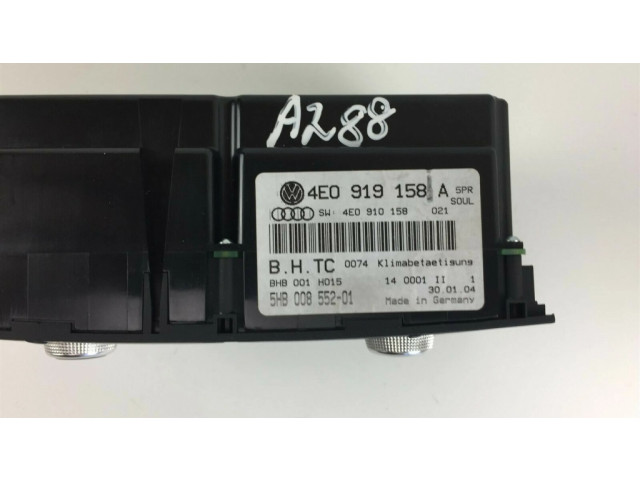 Блок управления климат-контролем 4E0919158A, A288   Audi A8 S8 D3 4E