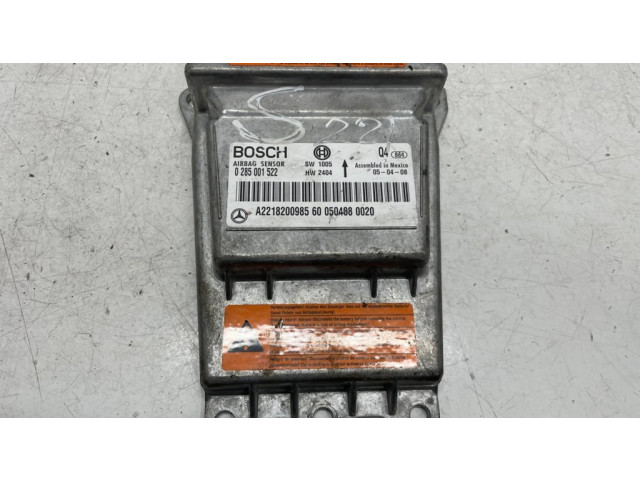 Блок подушек безопасности 0285001522, A2218200985   Mercedes-Benz S W221