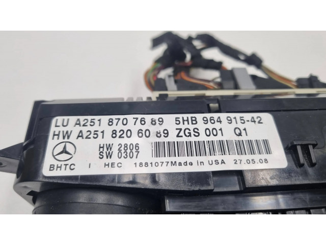 Блок управления климат-контролем A2518707689, 2518707689   Mercedes-Benz ML W164