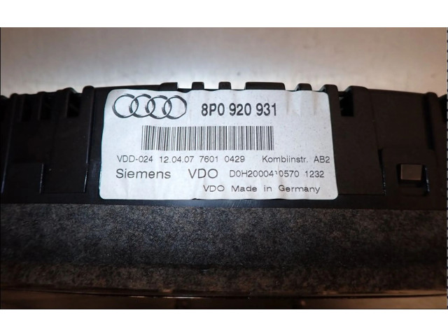 Přístrojová deska  Audi A3 S3 A3 Sportback 8P 2007 8P0920931E  