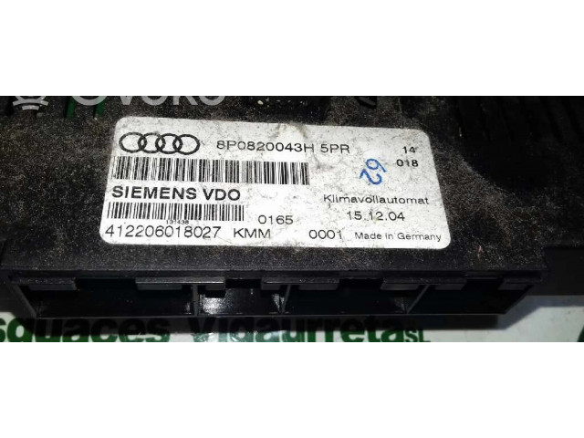 Блок управления климат-контролем 8P0820043H, 412206018027   Audi A3 S3 8P