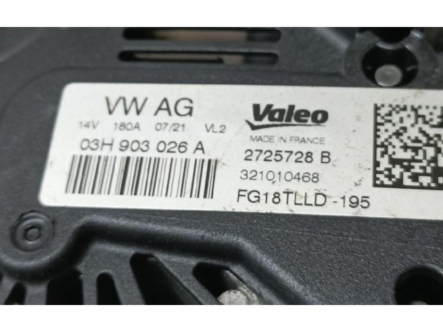 Генератор 03H906026A, VALEO   Volkswagen Transporter - Caravelle T6      