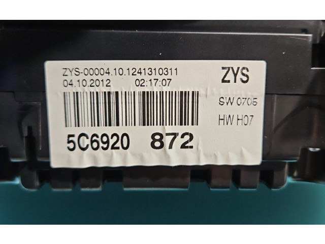 Přístrojová deska  Volkswagen Jetta VI 2012 5C6920872, IMPRK1459906  