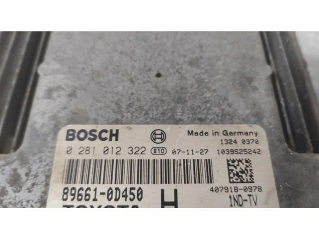Řídící jednotka 896610D450, 0281012322   Toyota Yaris 2007