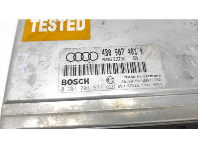 Блок управления двигателя 4B0907401K, 0281001931   Audi A4 S4 B5 8D