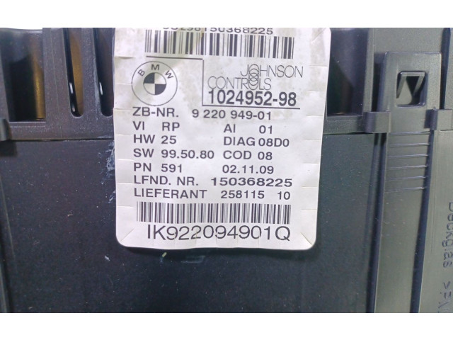 Přístrojová deska  BMW 1 E81 E87 2011 62109283801, 9220949  