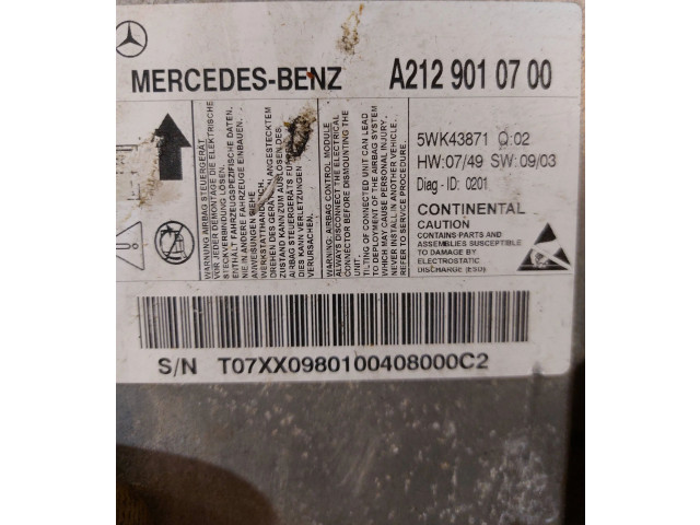 Блок подушек безопасности A2129010700, 5WK43871   Mercedes-Benz E W212