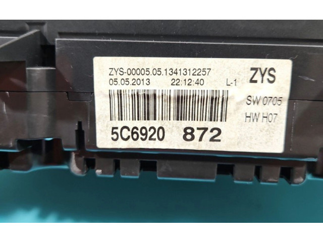 Přístrojová deska  Volkswagen Jetta VI 2013 5C6920872, IMPRK1313686  