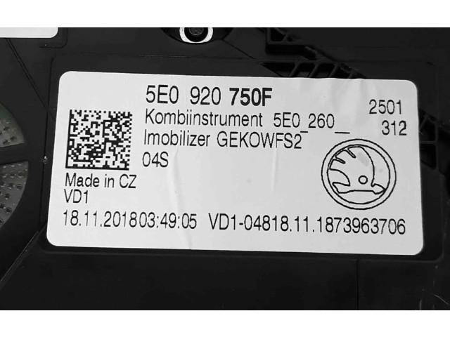 Přístrojová deska  Skoda Octavia Mk3 (5E) 2016 5E0920750F, 5E0920750FX  