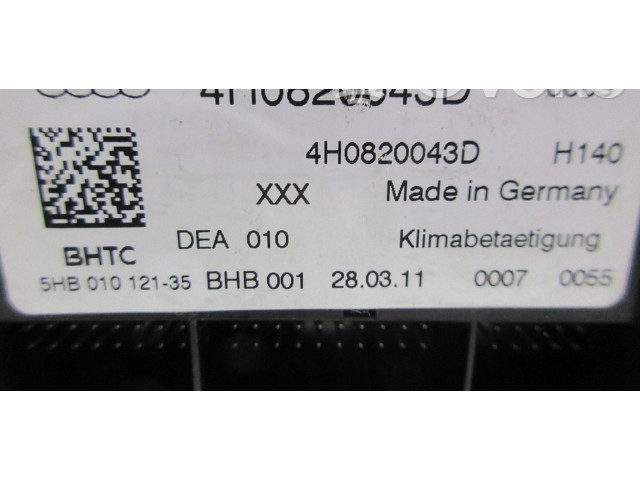 Блок управления климат-контролем 4H0820043D   Audi A8 S8 D4 4H