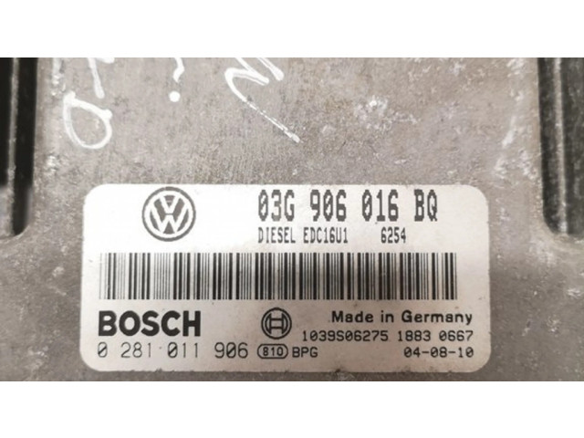 Блок управления двигателя 0281011906, 03G906016BQ   Volkswagen Touran I