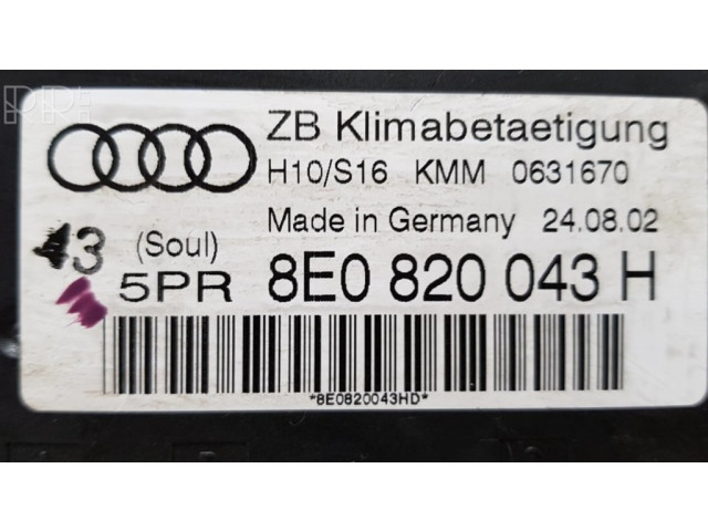 Блок управления климат-контролем 8E0820043H, 8E0820043HD   Audi A4 S4 B6 8E 8H