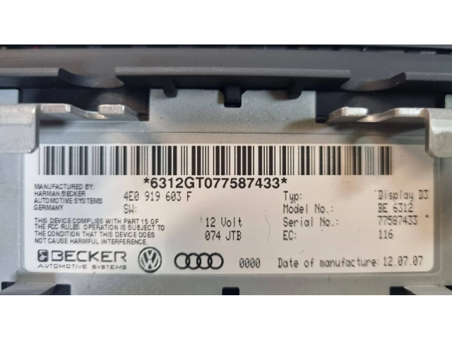 Дисплей    4E0919603F, 77587433   Audi A8 S8 D3 4E