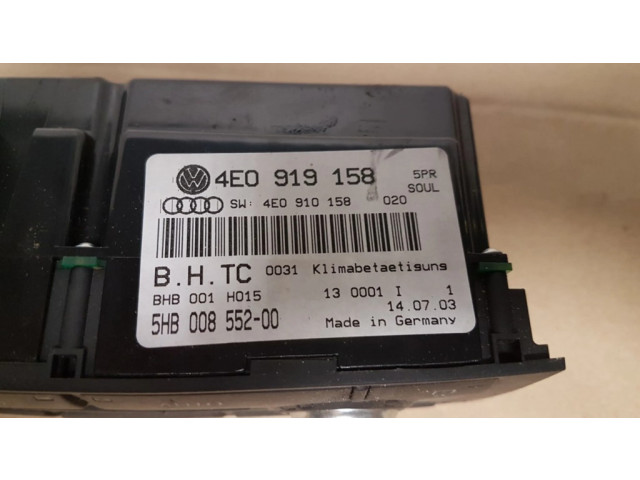 Блок управления климат-контролем 4E0919158, 4E0910158   Audi A8 S8 D3 4E