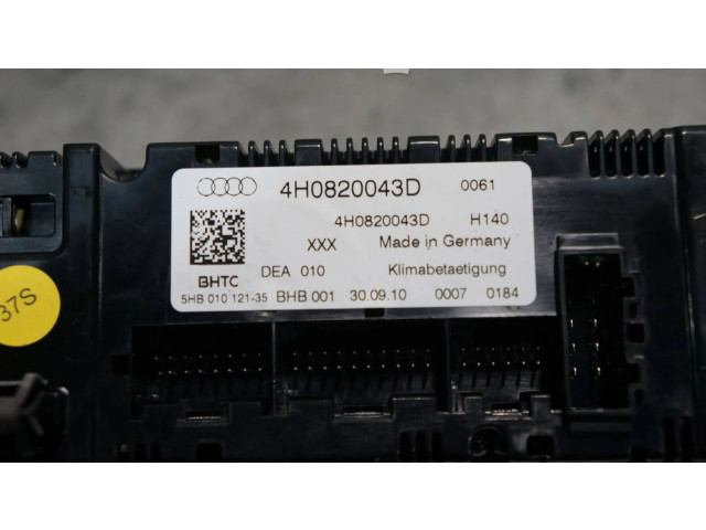 Блок управления климат-контролем 4H0820043D   Audi A8 S8 D4 4H