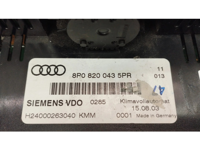 Блок управления климат-контролем 8P0820043   Audi A3 S3 8P