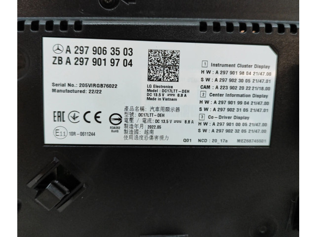 Přístrojová deska  Mercedes-Benz EQE v295 2022 A2979063503, A2979019704  