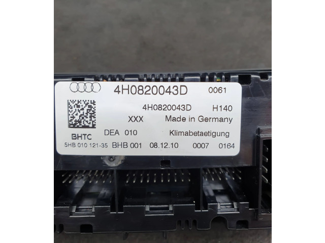 Блок управления климат-контролем 4H0820043D   Audi A8 S8 D4 4H