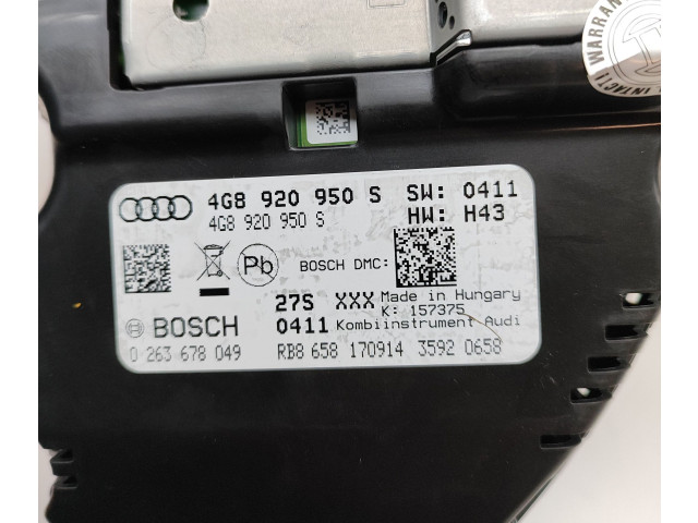 Přístrojová deska  Audi A6 S6 C7 4G 2014 4G8920950S, 0263678049  