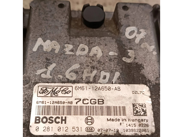 Блок управления двигателя 0281012531, 6M6112A650AB   Mazda 3 I