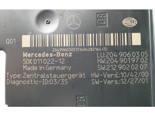   Pojistková skříňka 2049060305, 2049019702   Mercedes-Benz C W204 2011