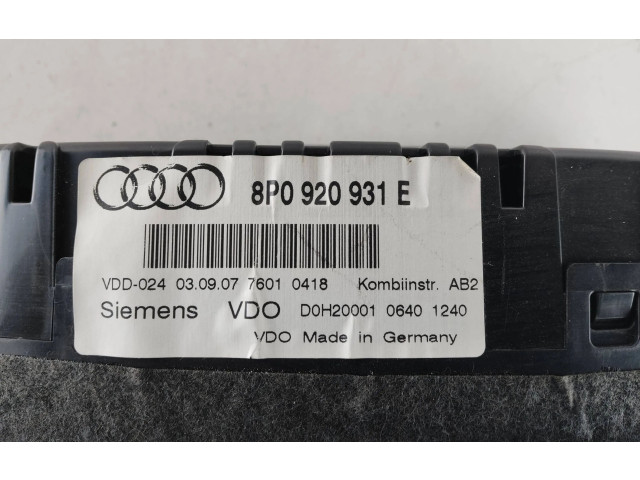 Přístrojová deska  Audi A3 S3 8P 2007 8P0920931E  