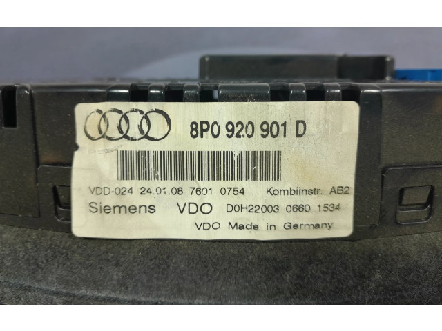 Přístrojová deska  Audi A3 S3 A3 Sportback 8P 2008 8P0920901D, 8P0920901D  