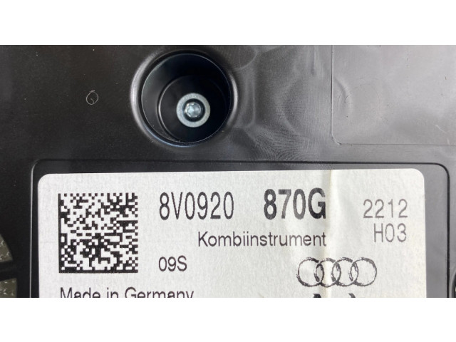 Панель приборов 8V0920870G, 117372KM   Audi A3 S3 8V       