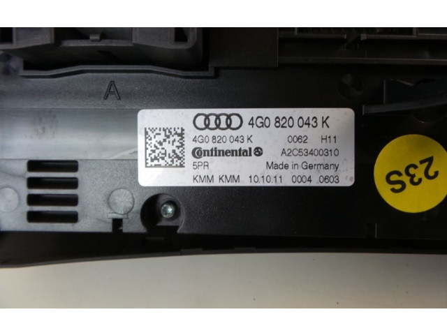 Блок управления климат-контролем 4G0820043K, 4G0820043K   Audi A6 S6 C7 4G
