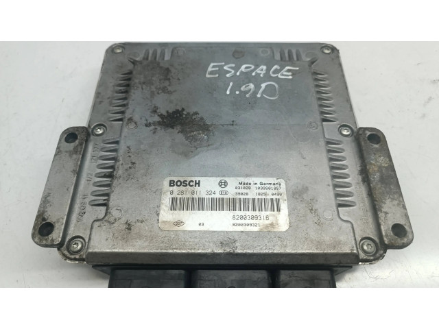 Блок управления двигателя 0281011324, 8200309321   Renault Espace IV