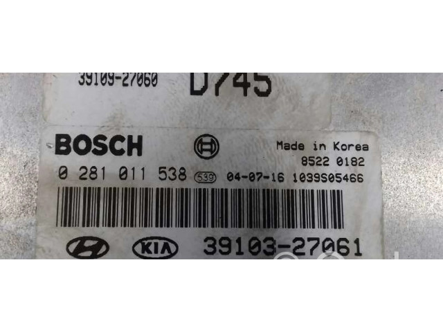 Řídící jednotka 3910327061, 0281011538   KIA Cerato 2004