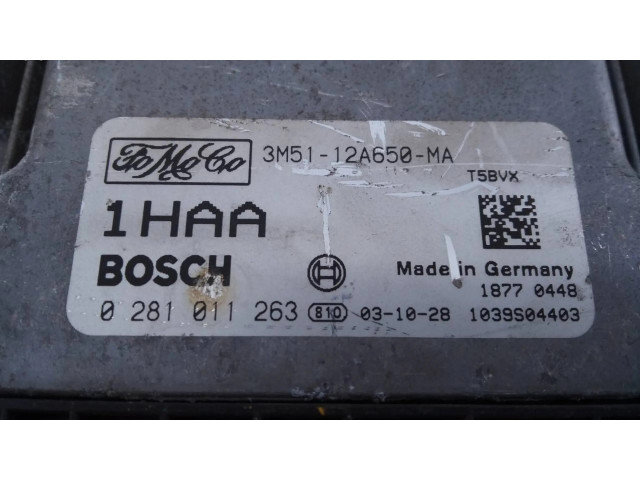 Блок управления двигателя 0281011263, 3M5112A650MA   Ford Focus C-MAX