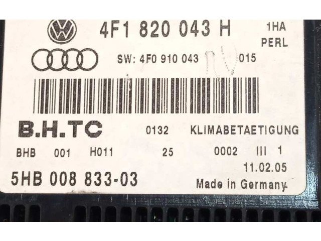 Блок управления климат-контролем 4F1820043H, 5HB00883303   Audi A6 S6 C6 4F