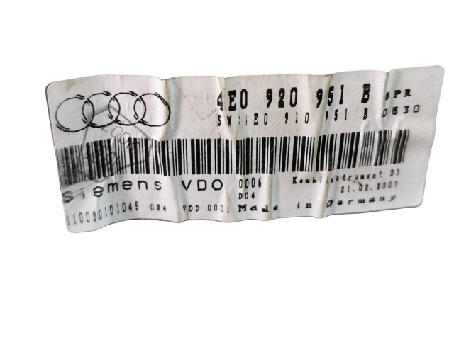 Панель приборов 4E0920951B, 8E0910951B   Audi A8 S8 D3 4E       