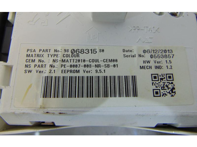 Přístrojová deska  Peugeot 508 2013 9807160280  