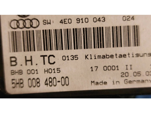 Блок управления климат-контролем 4E0820043, 4E0910043   Audi A8 S8 D3 4E