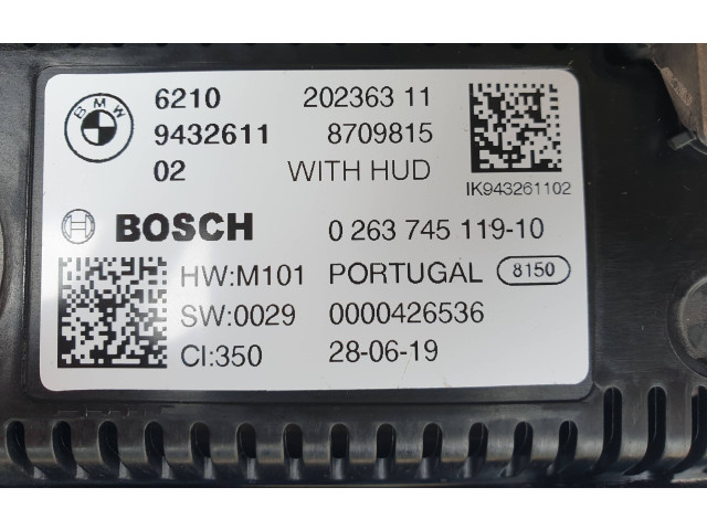 Přístrojová deska  BMW 3 G20 G21 2020 9432611, 0000426536  