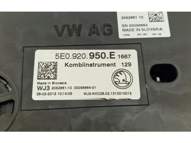 Přístrojová deska  Skoda Octavia Mk3 (5E) 2014 5E0920950E  