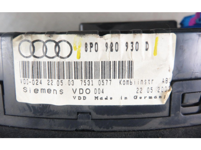 Přístrojová deska  Audi A3 S3 8P 2003 8P0920930D, 8P0920930D  